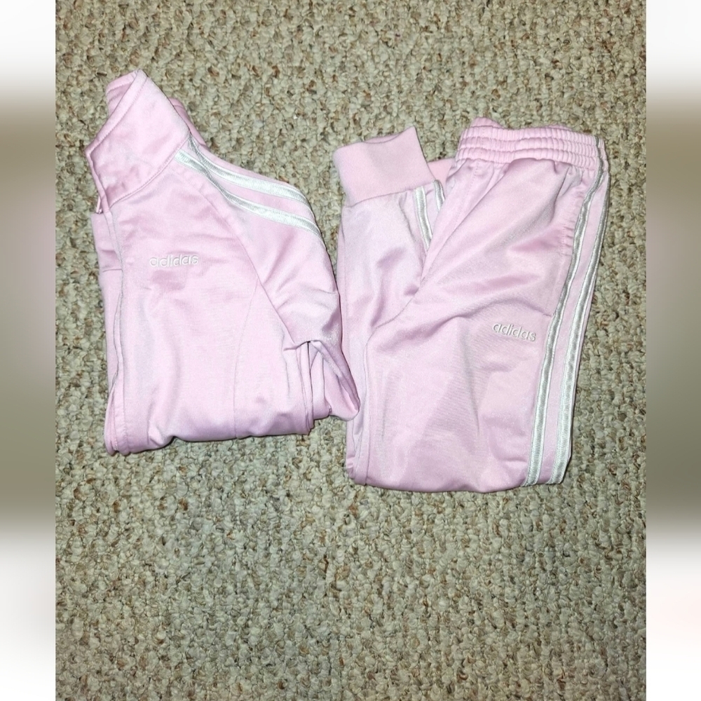 Adidas Girl's Track Top And Bottom Set Size 5